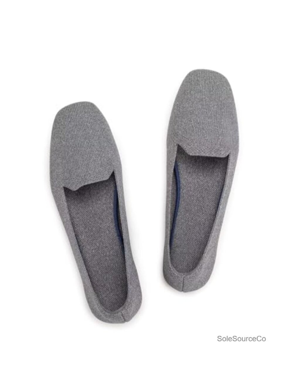 Women's Stretchy Knit Loafers Square Toe Slip-On Flats Office Walking Shoes